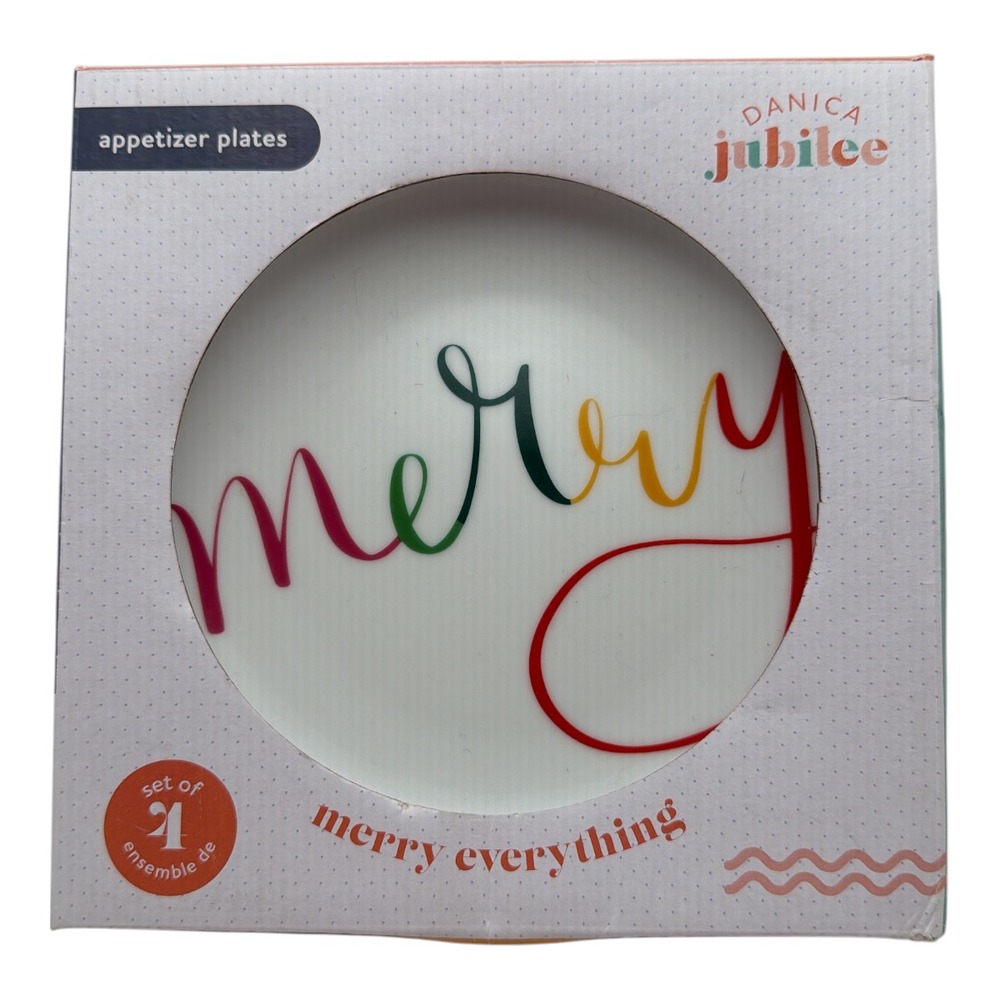 Danica Jubilee Merry Everything Appetizer Plates Set of 4 NIB 6"